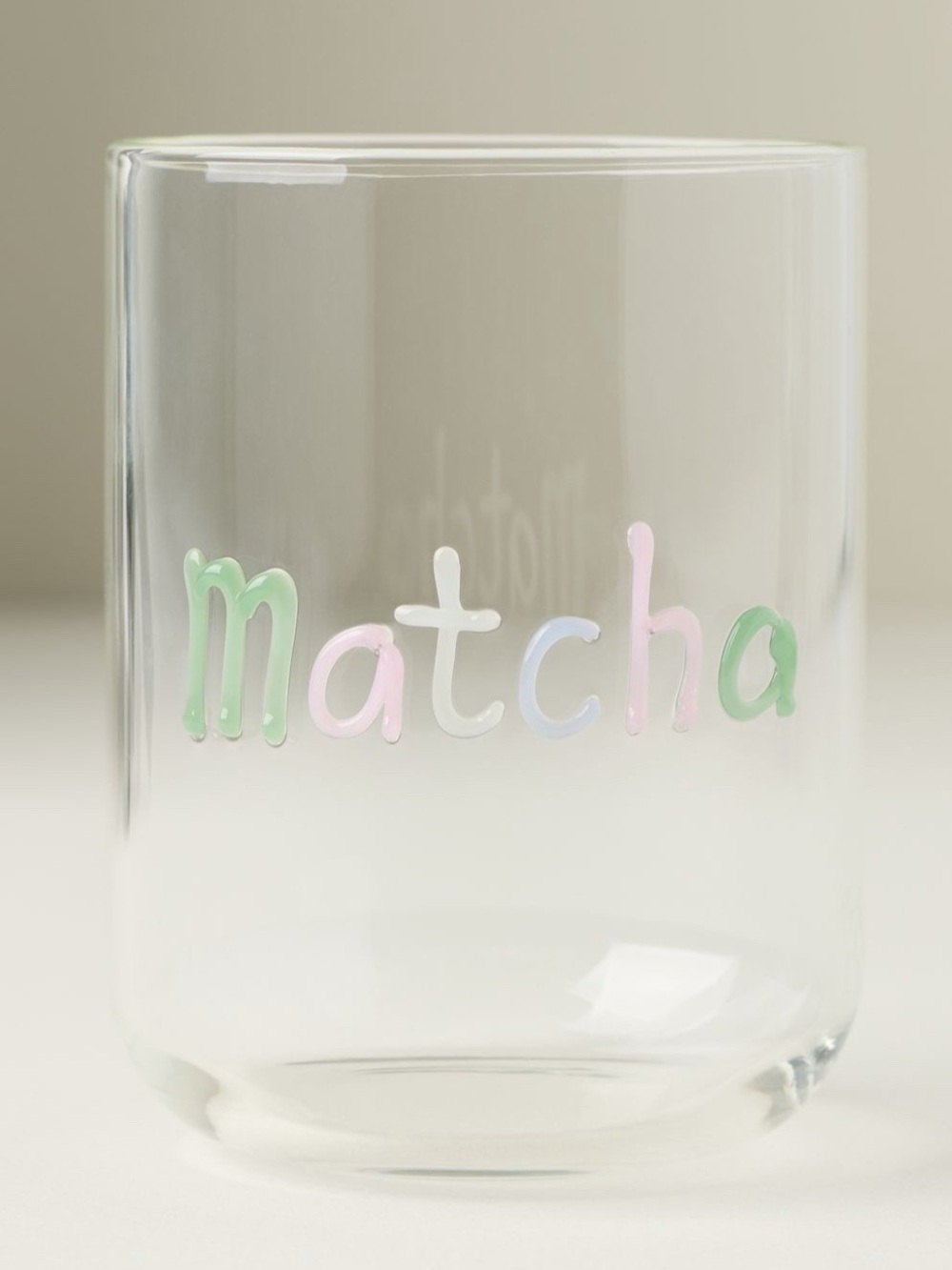 NWT ANTHROPOLOGIE MATCHA GREEN PINK ICON LOVE NOTES GLASS